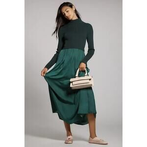 NWT Anthropologie The Thea High-Neck Mockable
Maxi Jumper Dress in Holly Green